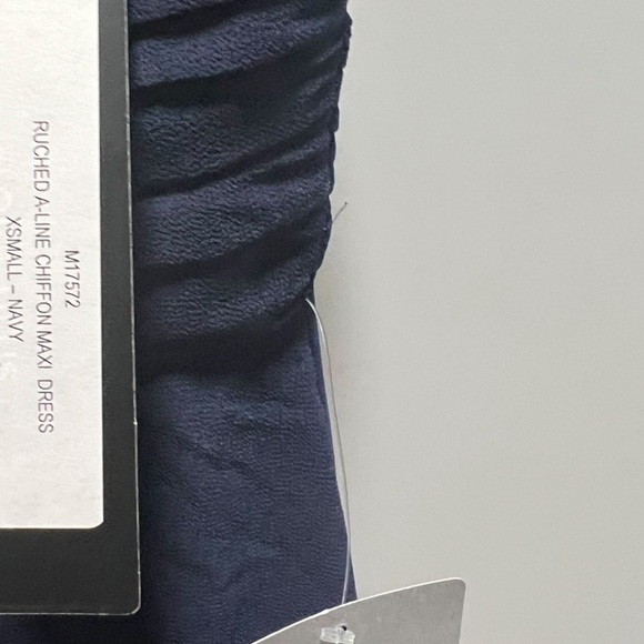Lulus RUCHED A-LINE CHIFFON MAXI Dress, New with Tags, Navy - Picture 5 of 5